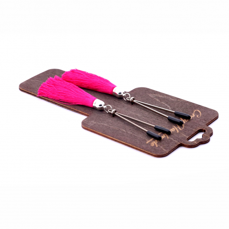 Зажимы-вилки на соски "Crazy Handmade" с бордовыми кисточками  